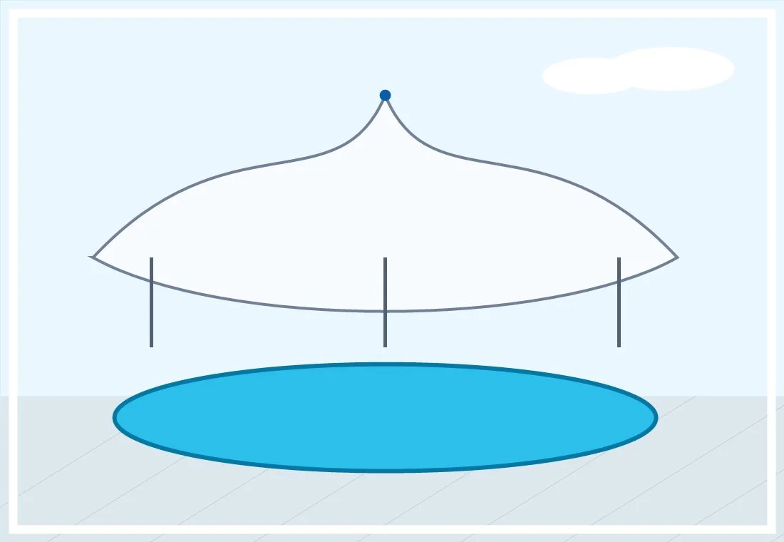 Swimming pool tensile structure design and shade coverage