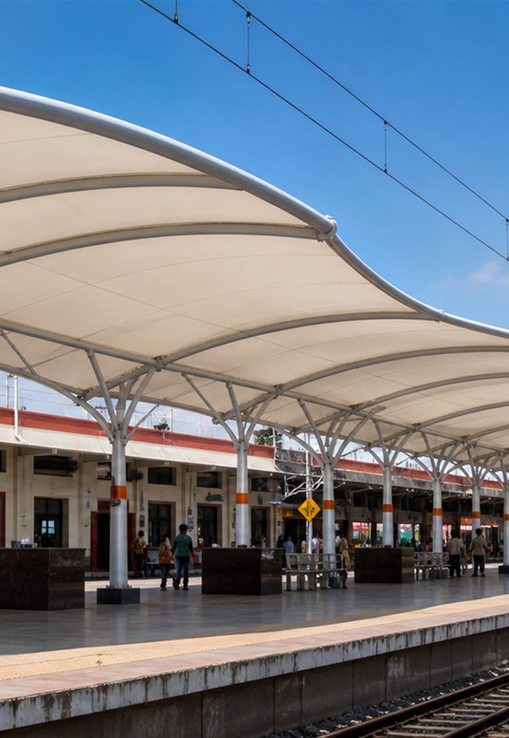 Railway Platform Tensile Structure real project image