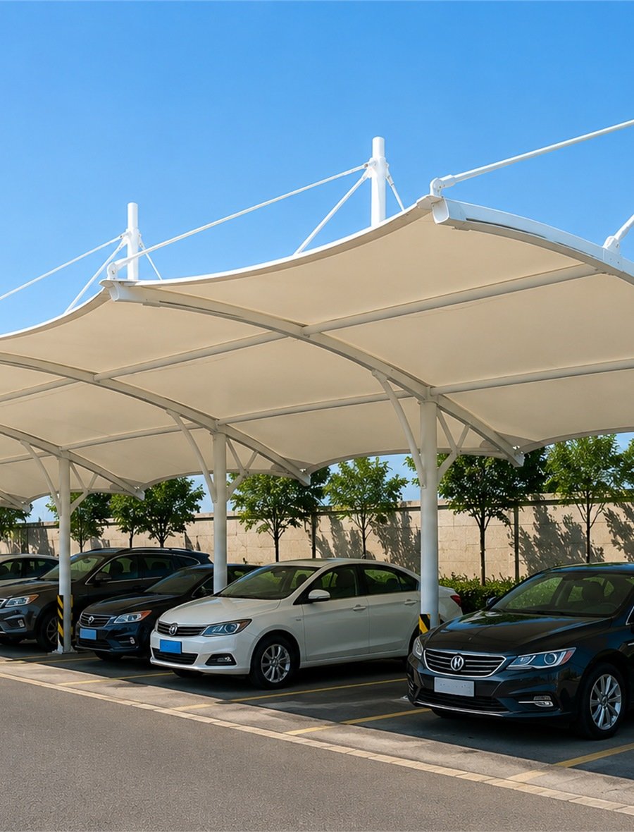 Tensile Car Parking Structure real project image